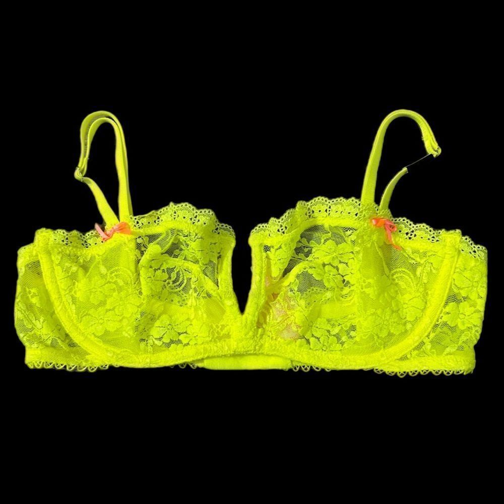 Victoria’s Secret Sexy lace unlined balconette bra neon yellow